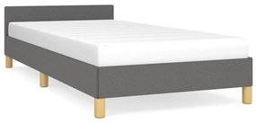 347384 vidaXL Cadru de pat cu tăblie, gri închis, 90x200 cm, textil