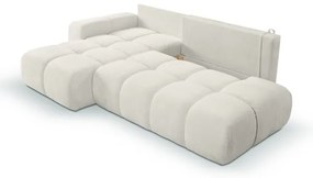 Colțar extensibil tapițat ALMADA, tip L, orientare stânga, cu spațiu de depozitare, bej