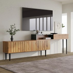 Comodă TV pentru living cu design unic, Culoare naturală | Aosom Romania