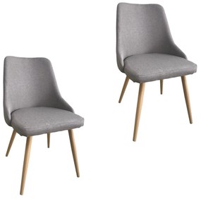 Set 2 scaune dining MF ROSS, textil, picioare metalice, gri