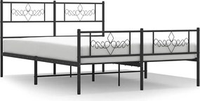 vidaXL Cadru pat metalic cu tăblie de cap/picioare, negru, 150x200 cm