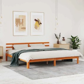 vidaXL Cadru de pat maro cerat 200x200 cm lemn masiv pin