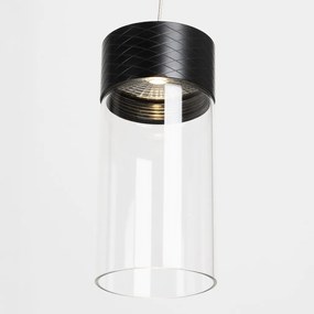 Pendul LED metal negru si sticla Fusion