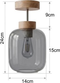 BRILAGI - LED Lustră aplicată R GLASS 1xE27/60W/230V Ø 14 cm stejar/gri fumuriu