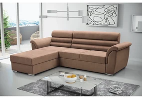 Set de canapea, ţesătură Queens maro, stânga, FABO