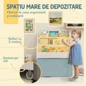 AIYAPLAY Bibliotecă Copii 3-8 Ani cu 3 Rafturi și Sertar, Raft de Depozitare Jucării, 62,5x30x70 cm, Alb | Aosom Romania