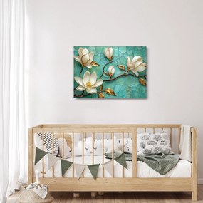 Tablou pe sticlă - Magnolii 3D (70x50 cm)