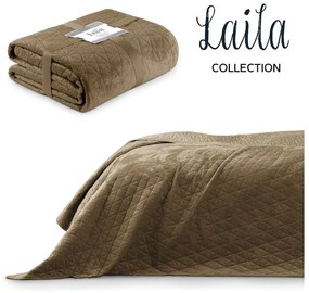 Cuvertură maro deschis matlasată din catifea 220x240 cm Laila – AmeliaHome