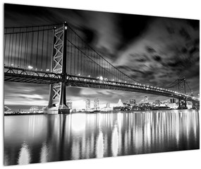 Tablou - Podul Benjamin Franklin, Philadelphia, alb-negru (90x60 cm)