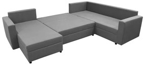 Canapea colțar extensibilă universală în formă de U SEYA, cu spațiu de depozitare, gri