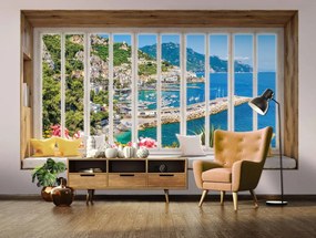 Fototapet - Privire din geam spre golf (152,5x104 cm)
