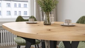 Mazzoni Masă ovală extensibilă ALMO Stejar Artisan / picioare negre