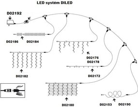 Instalație Crăciun tip ploaie - 180 LED,alb cald+alimentare
