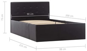 Cadru pat hidraulic cu lada negru 90 x 200 cm piele ecologica Negru, 90 x 200 cm