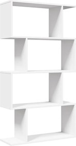 vidaXL Bibliotecă separatoare de cameră cu 4 niveluri, albă, 70x24x129 cm, lemn stratificat