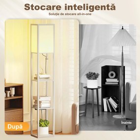 HOMCOM Lampă de Podea LED cu Rafturi, Lampă Modernă cu Comutator cu Pedală și Porturi USB, Temperatură de Culoare Reglabilă pentru Living și Dormitor, Alb | Aosom Romania