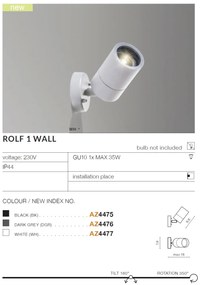 Aplica de exterior tip spot directionabil IP44 ROLF 1 negru