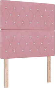 vidaXL Pat cu arc LED cu saltea cu headboard Roz 120 x 200 cm Catifea