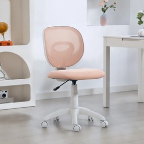 HOMCOM Scaun de Birou Ergonomic Rotativ din Material Tip Plasă Respirabil Fără Brațe, Înălțime Reglabilă, Roz | Aosom Romania