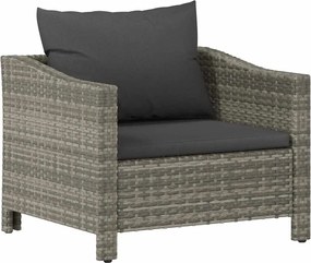 vidaXL Fotoliu de grădină cu pernă, gri, din poliratan