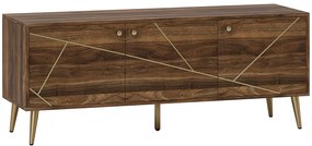 HOMCOM Măsuță TV mobilier TV din lemn pentru televizor de până la 60 de inch cu dulapuri rafturi picioare din oțel 130 x 40 x 52 cm maro | Aosom Romania