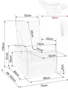 Scaun de masaj Vinci Velvet, gri