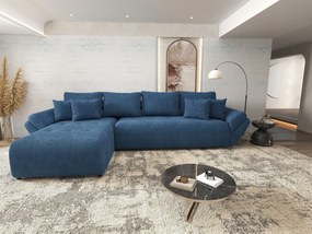 Colțar extensibil dumonde cu ladă de depozitare si sezut confortabil din spuma high-density, Berlin XL Zoom Blue 350x185 cm