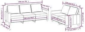 Set de canapea cu perne, 2 piese, gri taupe, material textil