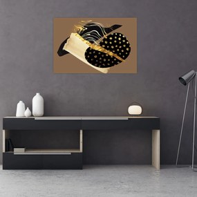 Tablou - Abstracție maro auriu N⁰1 (90x60 cm)