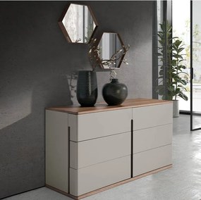 Comoda cu 6 sertare furnir din lemn de nuc si MDF lacuit, Anna