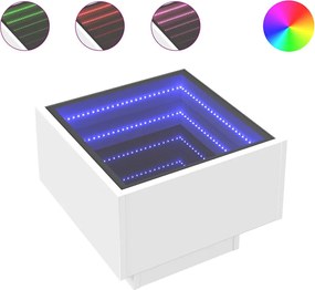 vidaXL Masă laterală cu LED, alb, 40x40x30 cm, lemn prelucrat