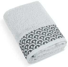 Prosop Bellatex frotir cu broderie, gri deschis, 70 x 140 cm
