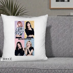 Perna Personalizata K-pop BLACKPINK Negru, 40x40 cm, Alb Pufos, Husa Detasabila, Perna Inclusa, BEKZ®