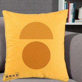 Perna Decorativa Geometric Minimalist Auriu, 40x40 cm, Galben, Husa Detasabila, Perna Inclusa, BEKZ®