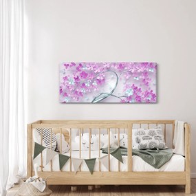 Tablouri cu flori pe trunchi argintiu - abstract (120x50 cm)