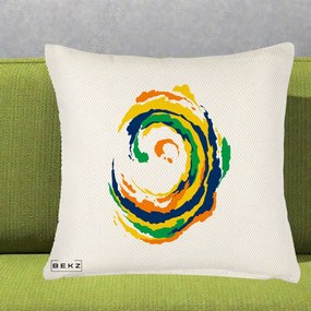 Perna Decorativa Vortex Abstract Colorat, 40x40 cm, Crem Reliefat, Husa Detasabila, Perna Inclusa, BEKZ®