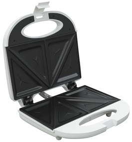 Sandwich-Maker Tesla SM100W, 750W, 2 sandwich-uri, Placi antiaderente din aluminiu, 135-205°C, Alb