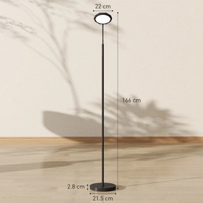HOMCOM Lampă de Podea LED cu Telecomandă, Cap Rotativ, Reglare Luminozitate și Temperatură, Negru | Aosom Romania