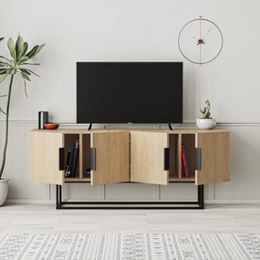 Masă TV în culoare naturală cu aspect de lemn de stejar 140x55 cm Titan – Marckeric