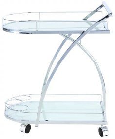 Masuta/Carucior pentru servire din sticla securizata James, 62x45x70 cm, alb/crom