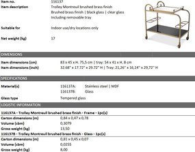 Gheridon design LUX/ masuta cu roti Montreuil