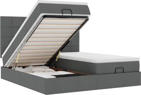 vidaXL Cadru de pat otoman cu saltele Gri închis 180x200cm țesătură