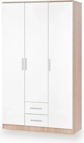 Dulap LIMA S-3, alb/stejar sonoma, PAL laminat, cu 3 usi si 2 sertare,