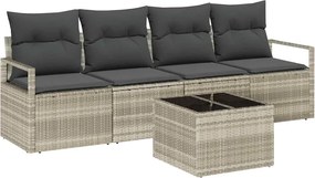 vidaXL Set de canapea 5 pcs Gri deschis și gri închis poliratan