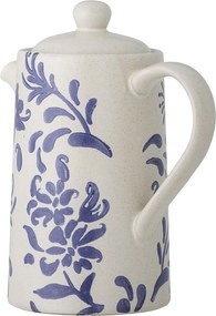Ceainic din ceramică albă, cu detalii albastre decorate manual, „Petunia", 10,5 x 19,5 cm