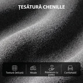 HOMCOM Fotoliu Reclinabil Manual cu Masaj 160°, Chenille, Suport Picioare, Telecomandă, Buzunare, Gri Închis | Aosom Romania