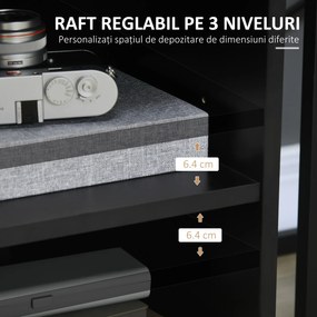 HOMCOM Suport de imprimantă organizator birou dulap ușă 3 nișe + blat mare panouri particule negru | Aosom Romania