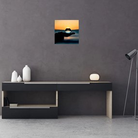 Tabloul cu bilă din sticlă în palmă (30x30 cm)