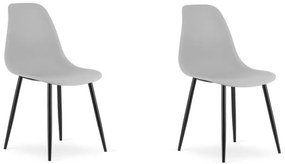Set 2 scaune gri deschis OSAKA cu picioare negre