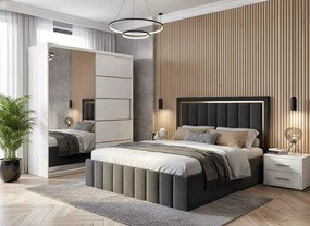 Set dormitor Atena Gri cu dulap alb